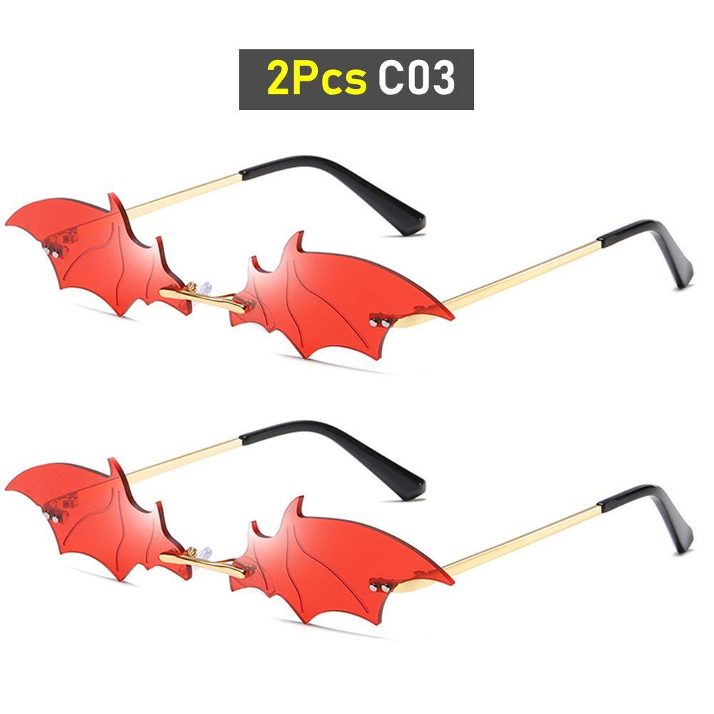 

2/4Pcs Fashion UV400 Trending True Film Lens Ladies Eyewear Women Sunglasses Bat Shape Sun Glasses 2Pcs C03