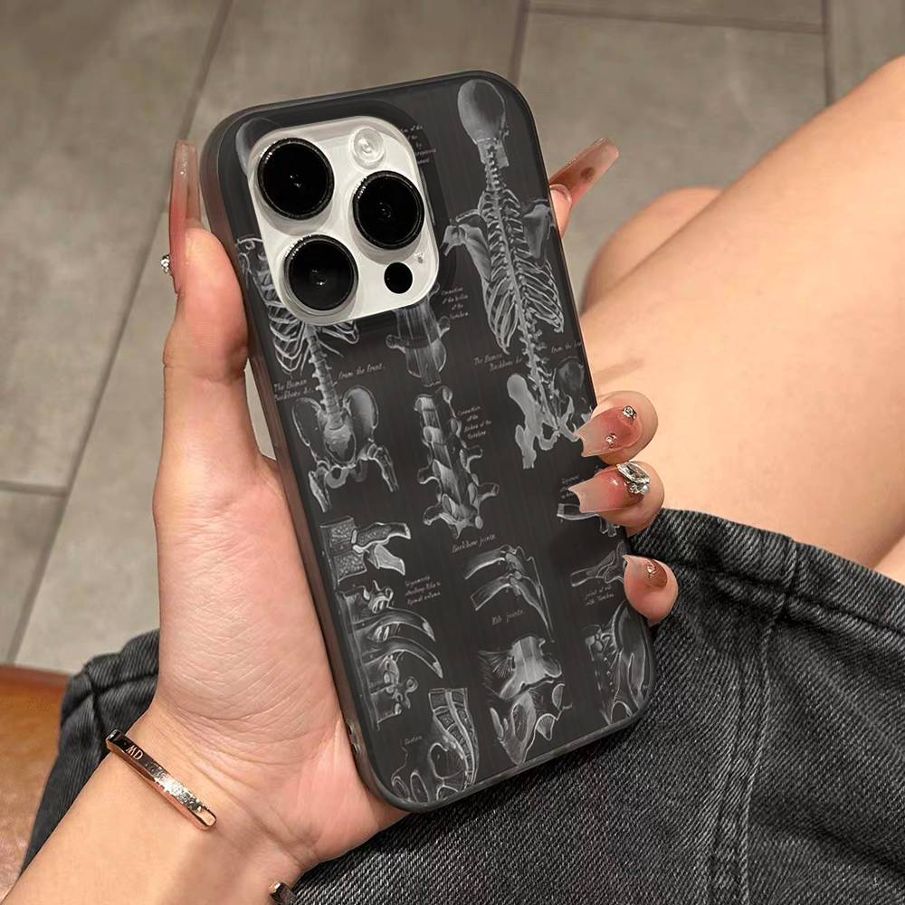 Radiological Human Organs Skeleton Phone Case For IPhone 17 16 15 11 12 13 14 Pro Max Soft Corrugated Silicone Cover Case