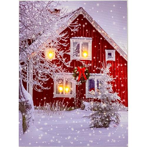 LED Lighted Art Christmas Canvas Painting (House)