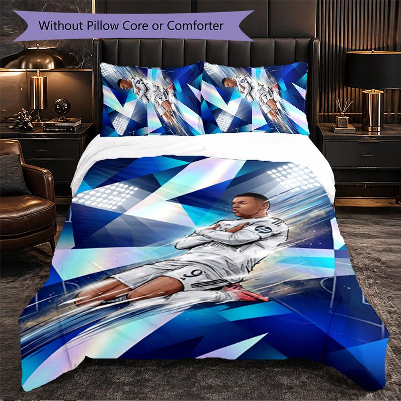 Biancheria da Letto a Tema Kylian Mbappe Set 3 Pezzi Copripiumino Biancheria da Letto Decorativa Per Camera da Teen Decorazione per la Casa