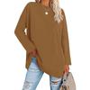 T-shirt Taglia Grande Monocolore, Top Casual a Maniche Lunghe Girocollo Primavera e Autunno, Abbigliamento Taglia Grande da Donna