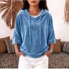 Women's Casual Velvet Hooded Top with Three-Quarter Sleeves Color