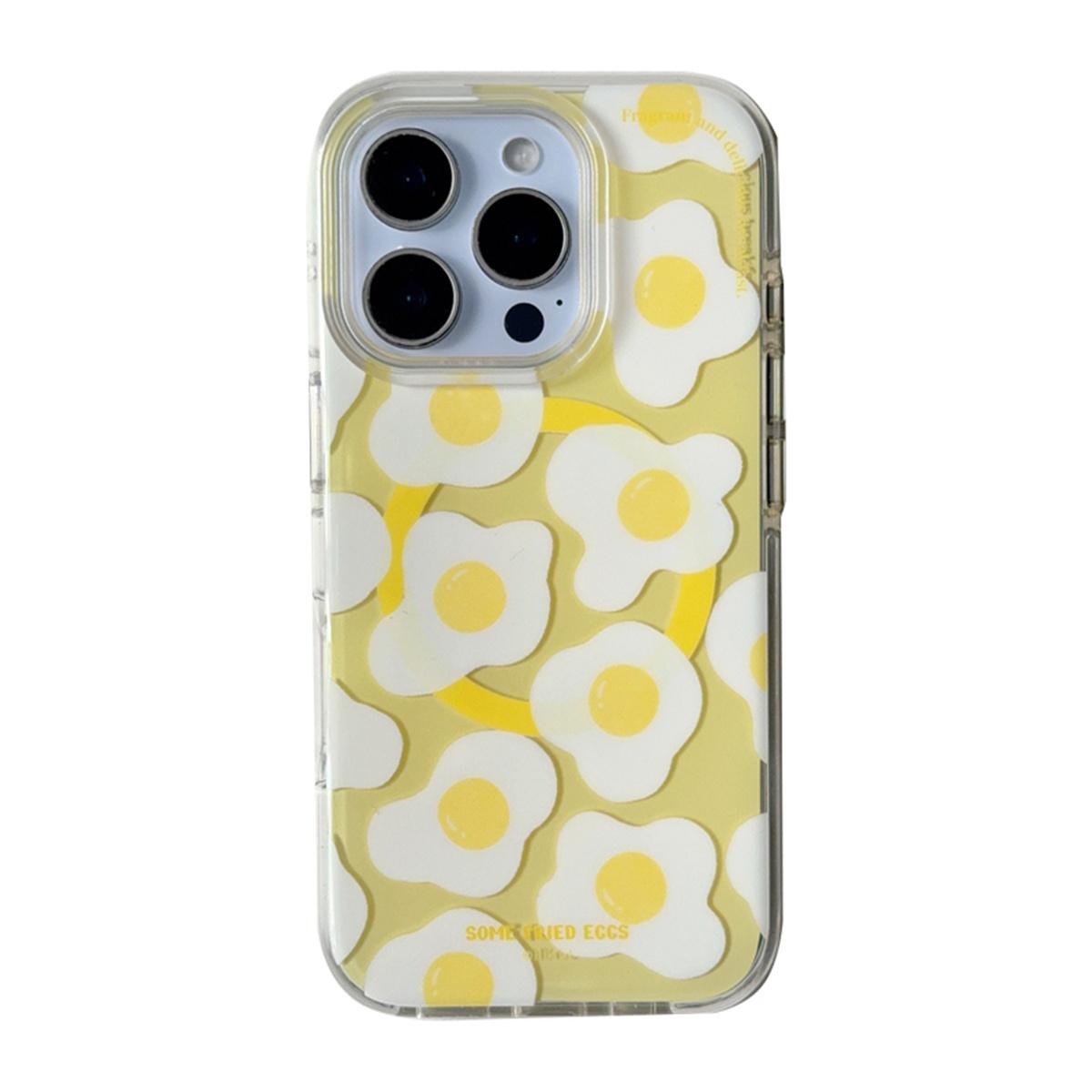 

Funny Cute Egg Magnetic Stand Phone Case For iPhone 16 Pro 15 13 14 Pro Max Cover Korean Lovely Shockproof Cases for Magsafe For iPhone 13