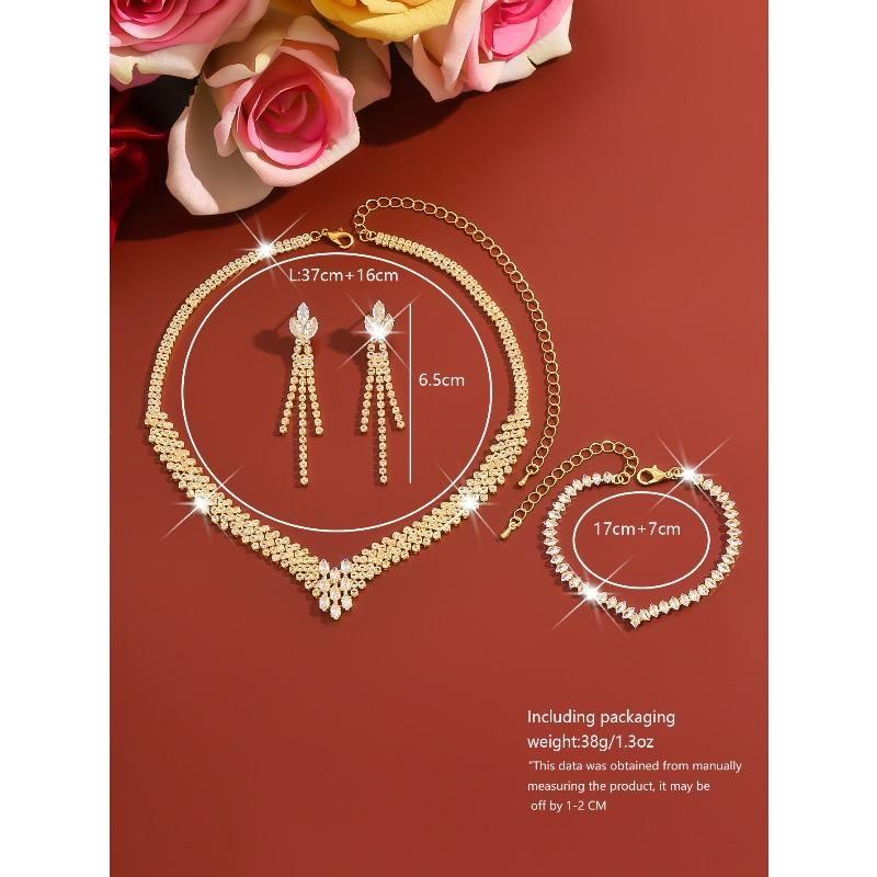 Bridal Jewelry Exquisite Casual Collarbone Necklace Earrings Suit Wedding Dress Accessories