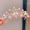 Vintage Pink Floral Crown Shiny Alloy Crown Hair Accessory Hair Hoop Hair Ornaments Princess Rhinestone Tiara Kids Headwear