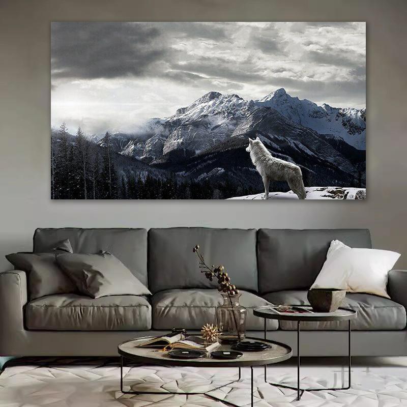 Canvas Painting Snow Mountain Cool Wolf Poster Wall Art Picture Wall Decor Prints Art For Living Room Home Decor Frameless Gifts
