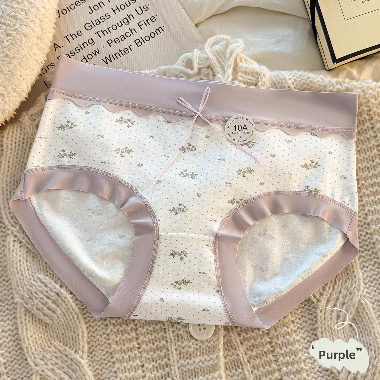 Ladies Spring and Summer New Sweet Fresh Floral 10A Bacteriostatic Cotton Crotch Breathable Briefs M