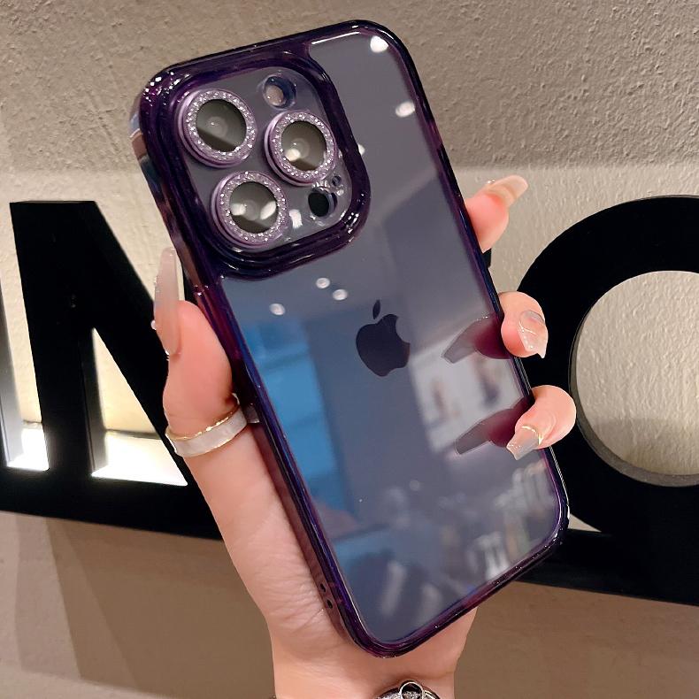 Luxury Armor Glitter Diamond Transparent Clear Hard Case for iPhone 15 14 Pro Max 13 12 11 Plating Camera Lens Protection Cover