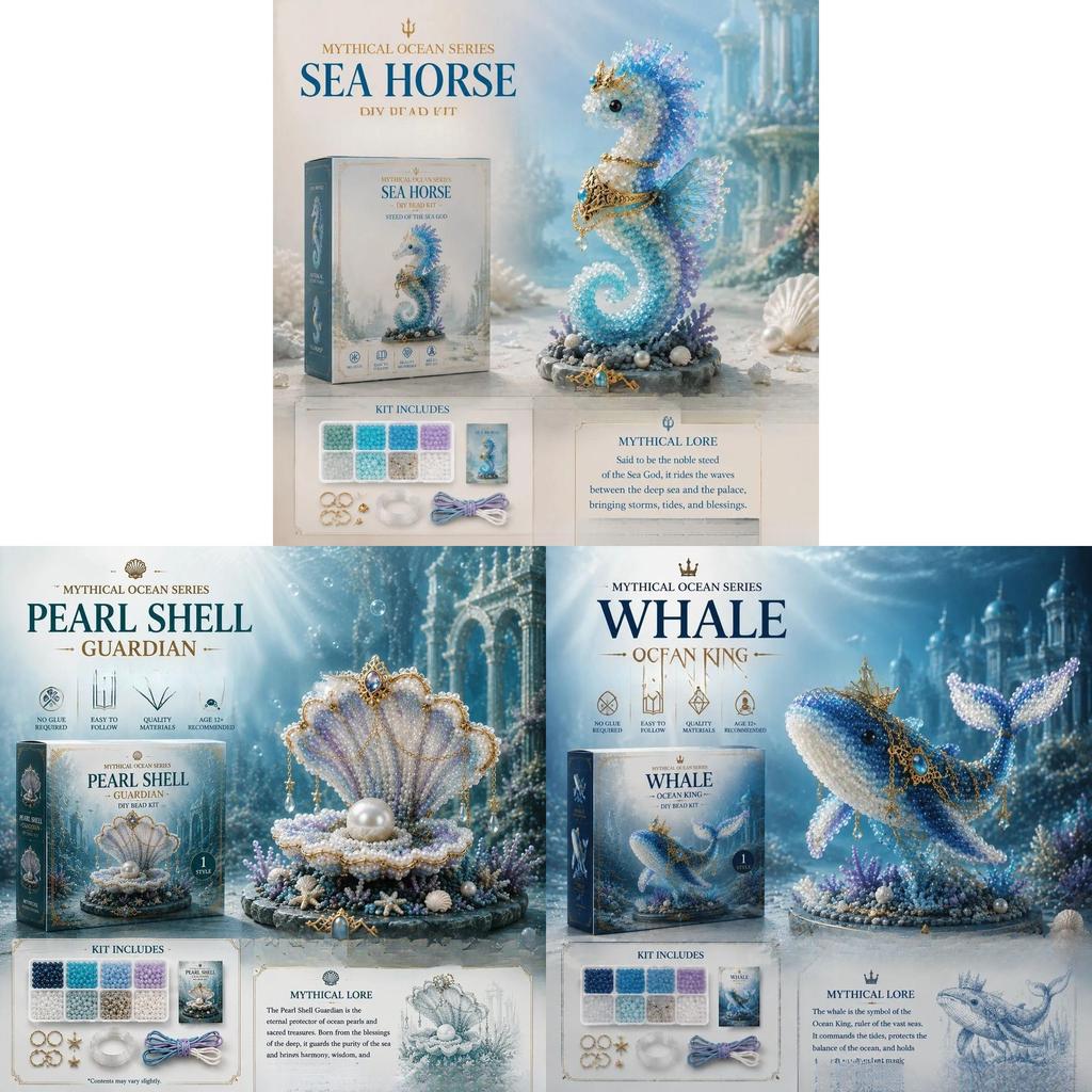 Kit Perline Mitiche dell'Oceano Con Creature Marine Fai-da-te Per Creazioni Creative e Idee Regalo