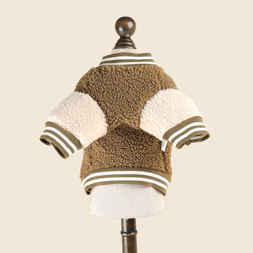 Fleece Baseball Jacket for Pets Autumn Winter Warm Pet Sweatshirt Fluffy Cozy Dog Cat Hoodie
