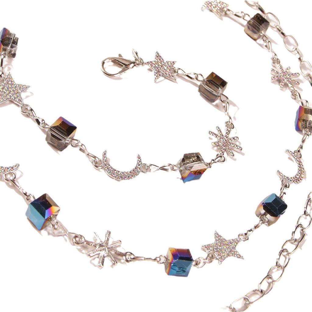 New Star Moon Crystal Decorative Waist Chain Women's Rhinestone Inlay Metal Elegant