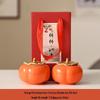Charming Persimmon Ruyi Ceramic Tea Box & Mini Candy Jar Gift Set