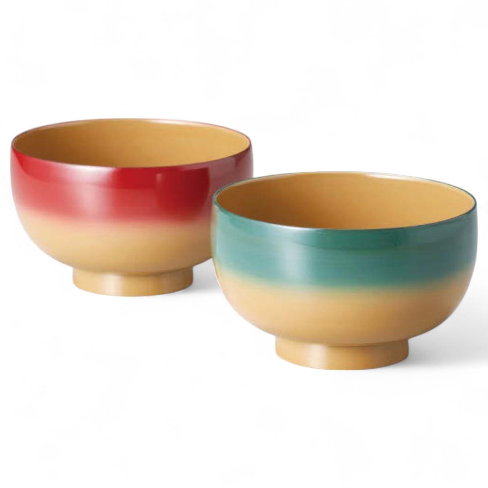 

Set of 2 Lacquerware Made in J-kitchens Bowls, Hand-Painted, Japan, PID-528954