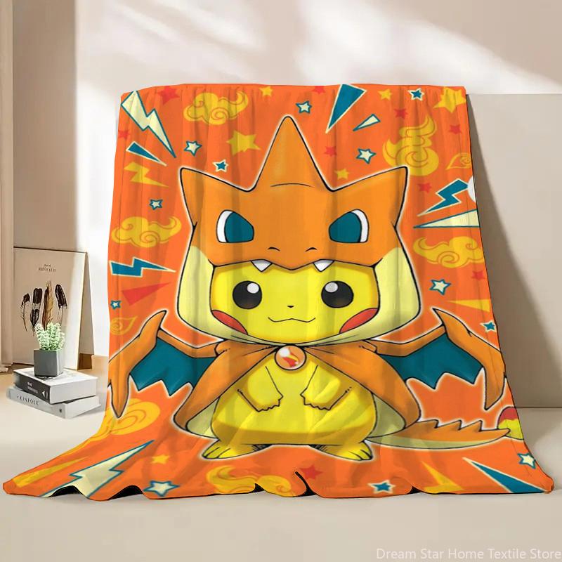 Anime Pokemon Flannel Fluffy Soft Blanket Pikachu Home Sofa Lunch Break,Throw Blanket For Kids Student Bed Blanket Nap Cover