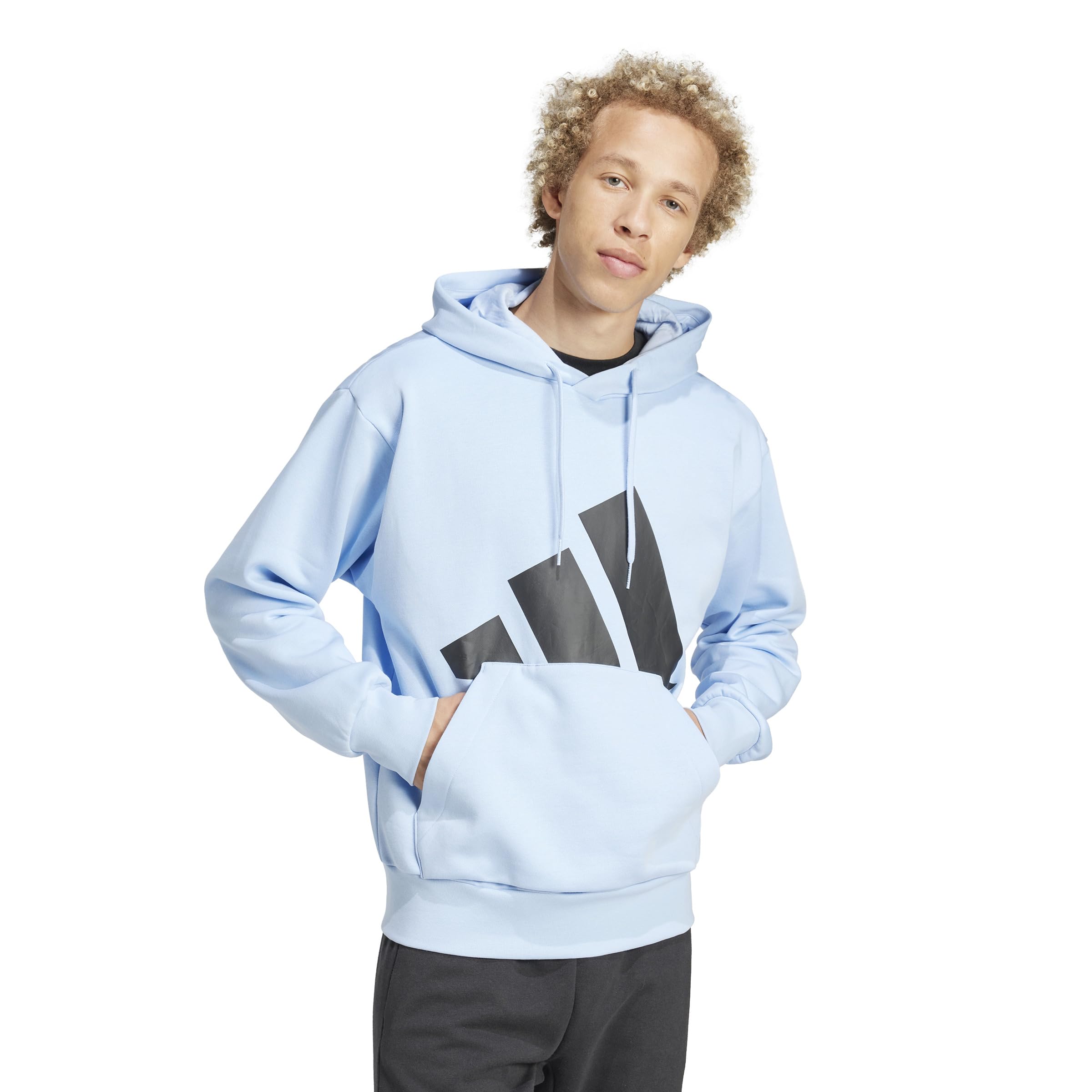 

Мужская флисовая толстовка с большим логотипом Adidas ESSENTIALS KTF12 Светло-голубой/Черный (IN6153) M