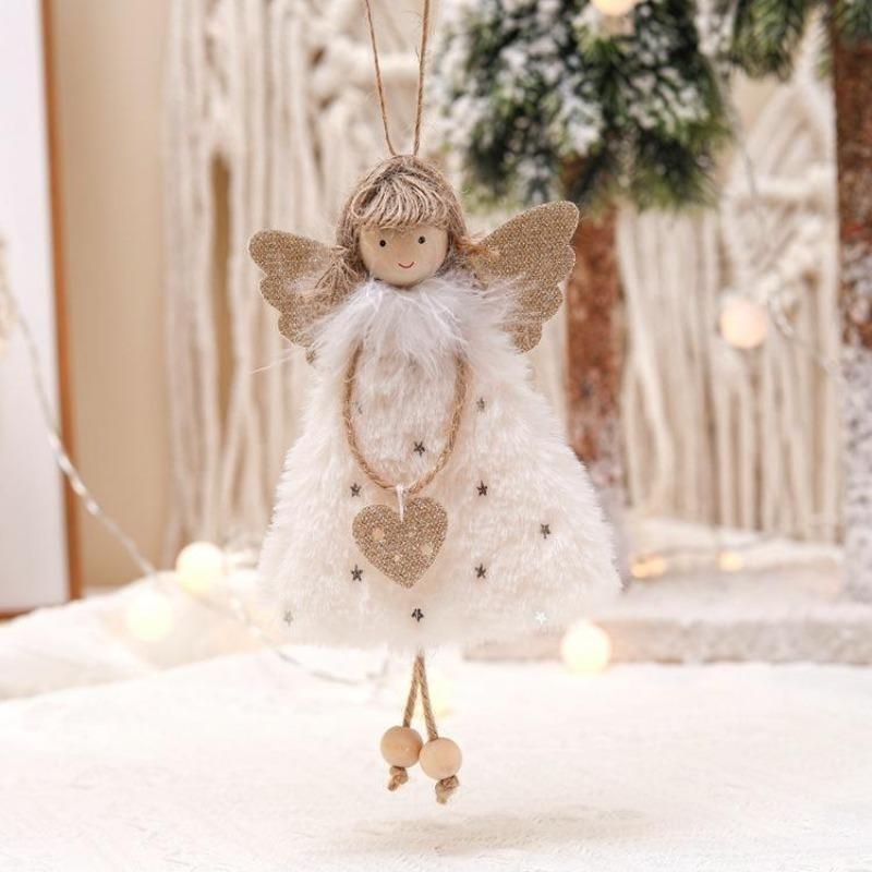 Christmas Angel Pendant Cute Plush Doll Christmas Tree Ornaments For Home Party Decoration Xmas Decoration Kids Gift Noel 2022