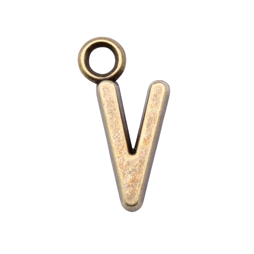 

26шт. Подвески с буквой V, аксессуары цвета античной бронзы, 16 мм.