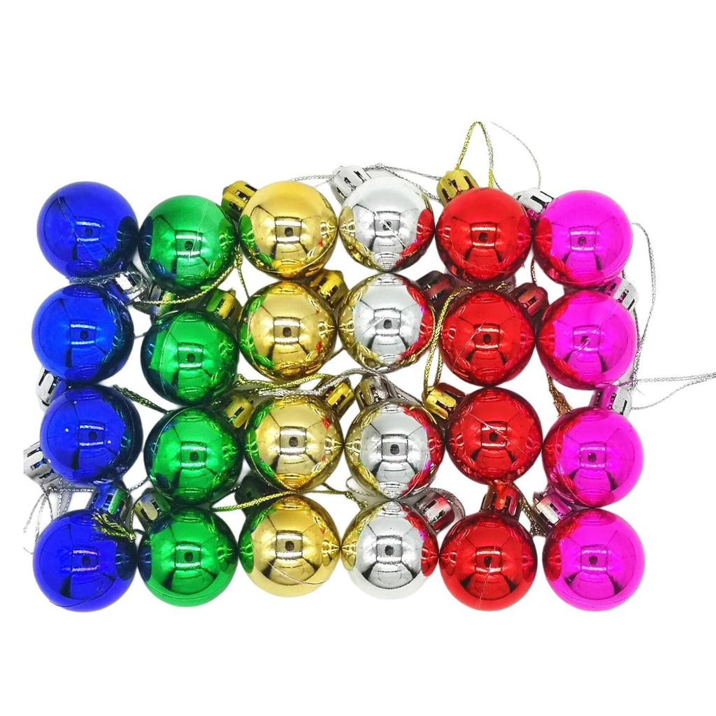 Shiny Electroplated Christmas Ornament Balls 24 Pcs, 4 Cm Colorful Tree Baubles, Plastic Holiday Hanging Decorations Set