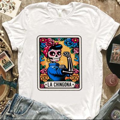 La Chingona Lässiges T-Shirt Bedruckt Lustiger Buchstabe Kurzarm Bedrucktes Damen-T-Shirt Bedruckt Kurzarm Lässiger Stil Rundhals T-Sh