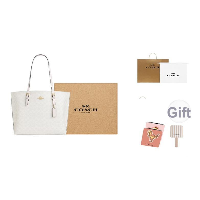 Coach Mollie Classic Logo Coated Canvas Tote Bag Women tote bags Chalk-White CV967-IMXU5