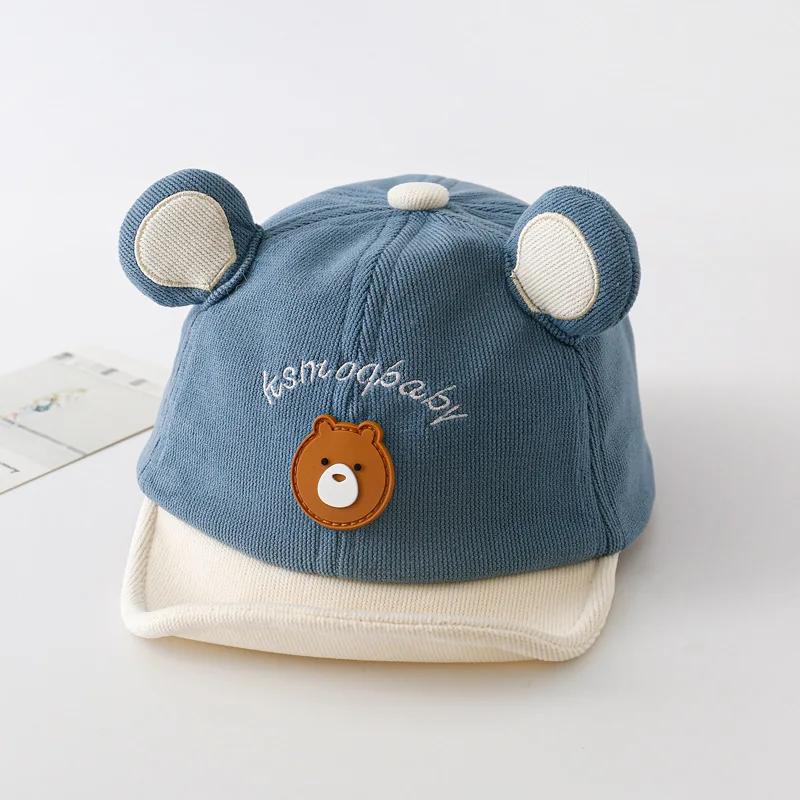 Summer Cute Baby Hat With Ears Cartoon Bear Toddler Girls Boys Baseball Cap Summer Casual Adjustable Kids Short Brimmed Caps