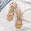 Summer Square Heel Women's Sandals Women's Shoes Black Versatile Fashion Elegant Middle Heel Shoes