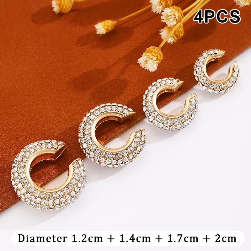 1/4/8Pcs C Shape Round Cartilage Clip Earrings For Women Luxury  Fake No Pierced Geometric Ear Cuff Jewelry