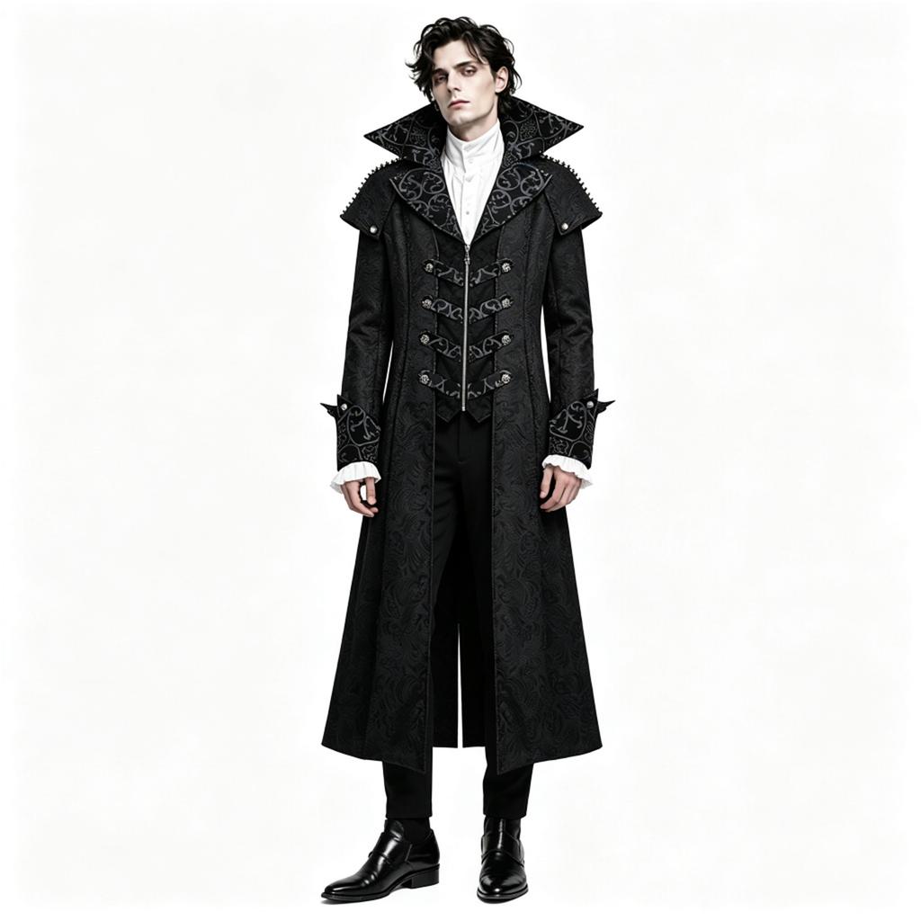 Gothic Halloween Costume with Vintage Dark Pattern for Adults