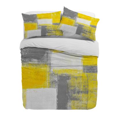 Oil Painting Abstract Geometric Yellow Gray Duvet Cover With Pillow Case 3pcs Bedding Set Quilt Cover Double Bed Home Textile