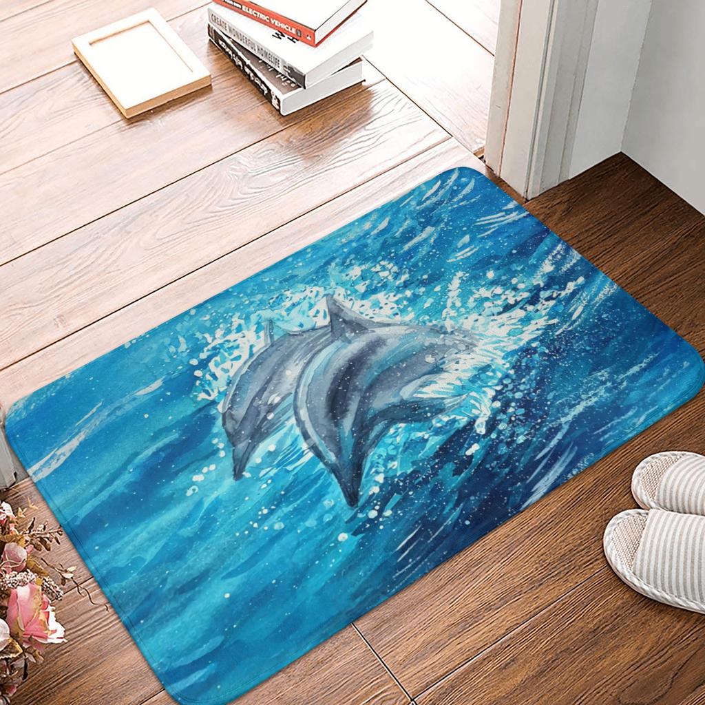 Meeresbewohner Delfin Fisch Boden Tür Küche Badezimmer Matte Rutschfest Innen Ozean Tier Fußmatte Garage Eingang Teppich Teppich