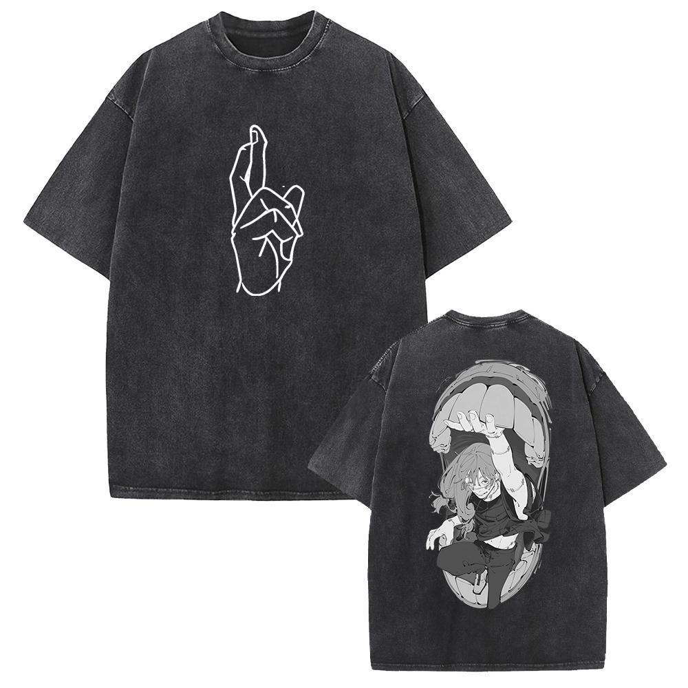 

Горячее Аниме Jujutsu Kaisen Махито Принт Футболка Мужская Женская Футболки Короткий Рукав Хлопковая Одежда Ретро Выстиранная Футболка Харадзюку Топы XXL чёрный