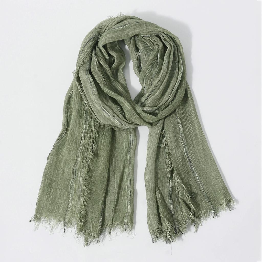 New Men's Scarf Vertical Stripe Scarves Light Weight Head Scarves Fashion Fringe Scarves