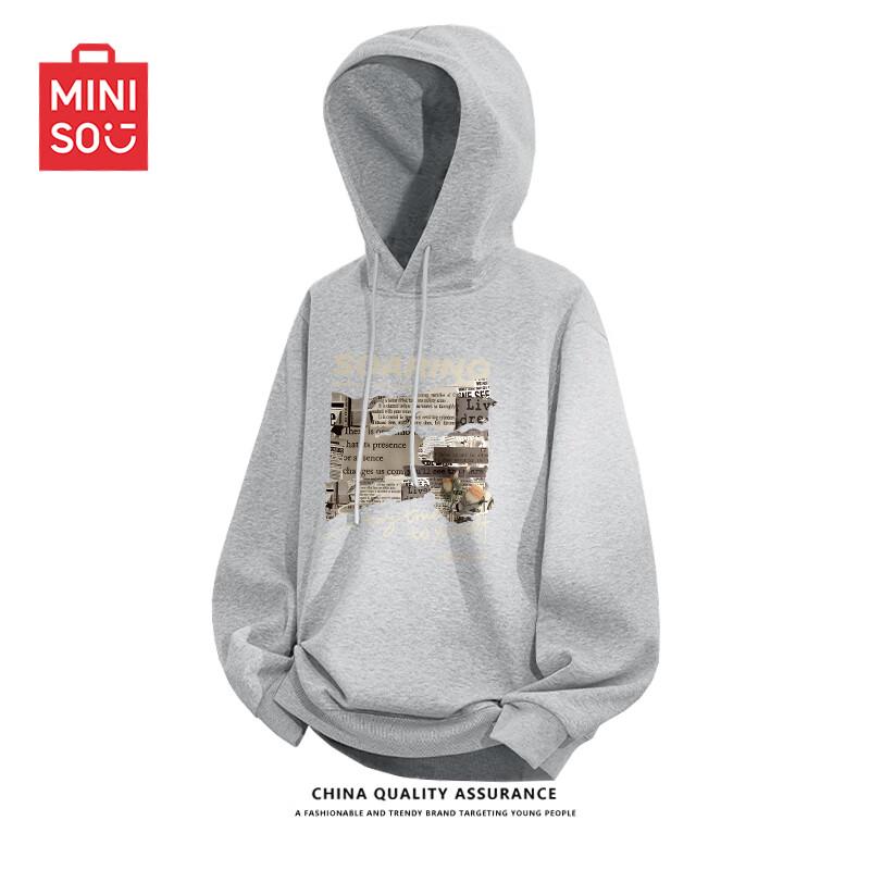 MINISO Men's American Style Hooded Graphic Sweatshirt Z