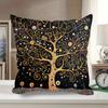 Retro Klimt Inspired Tree Of Life Pillowcase Geometric Pattern Polyester Fabric Decorative Cushion Cover For All Room Types Home