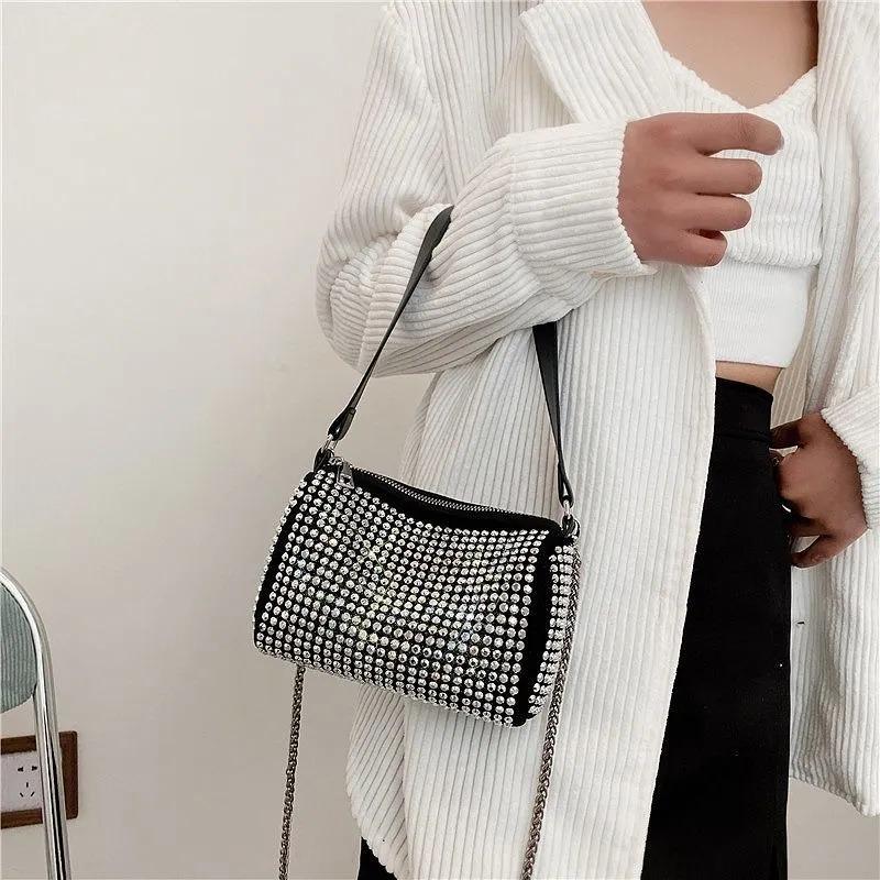 Textured rhinestone bag, this new trendy diamond bag, underarm bag, fresh one-shoulder messenger women's bag.