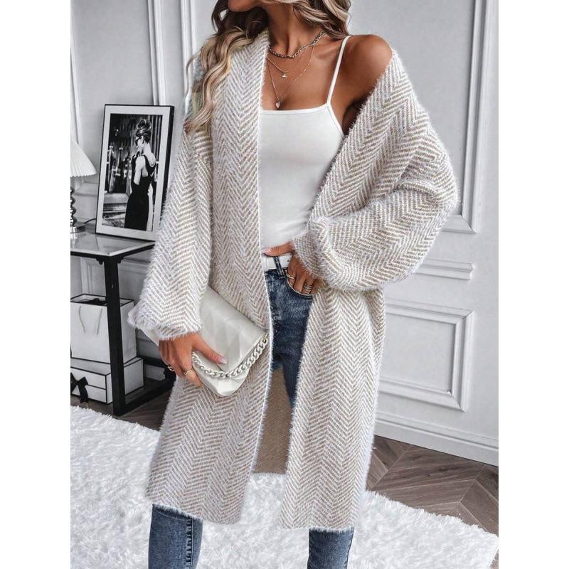 Plus Size Mid-Length Knit Cardigan D79853