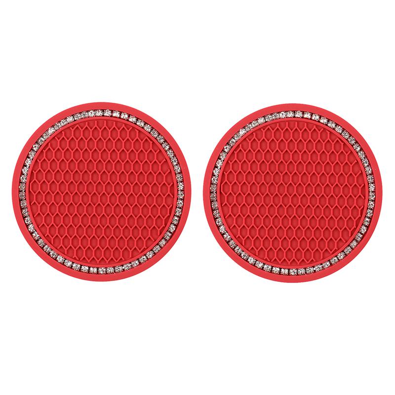2Pcs Car Water Cup Pad Holders Non-slip Rhinestone Rubber Mat For Bottle Holder Coaster Auto Interior Anti-skid Cup Holders