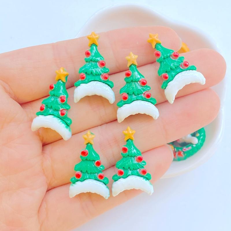 20 Stück Niedlicher Weihnachts-Schneemann, Weihnachtsmann, Lebkuchenmann, Weihnachtsbaum, Flache Rückseite, Harz, Scrapbooking, DIY, Schmuck, Dekoration, Zubehör