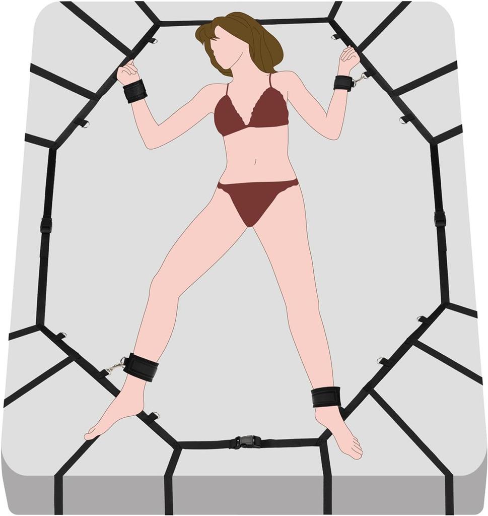 Sexuální pouta na postel Bondage Poutací systém Sexuální hra Párové hry Nylonová pouta Pouta na kotníky Pod Sextoy Sexuální doplněk