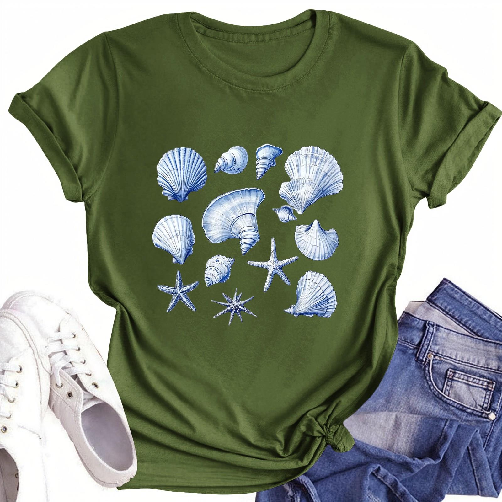 

Футболки с короткими рукавами для женщин, модные топы, легкие и мягкие повседневные летние наряды, одежда L армия зеленый