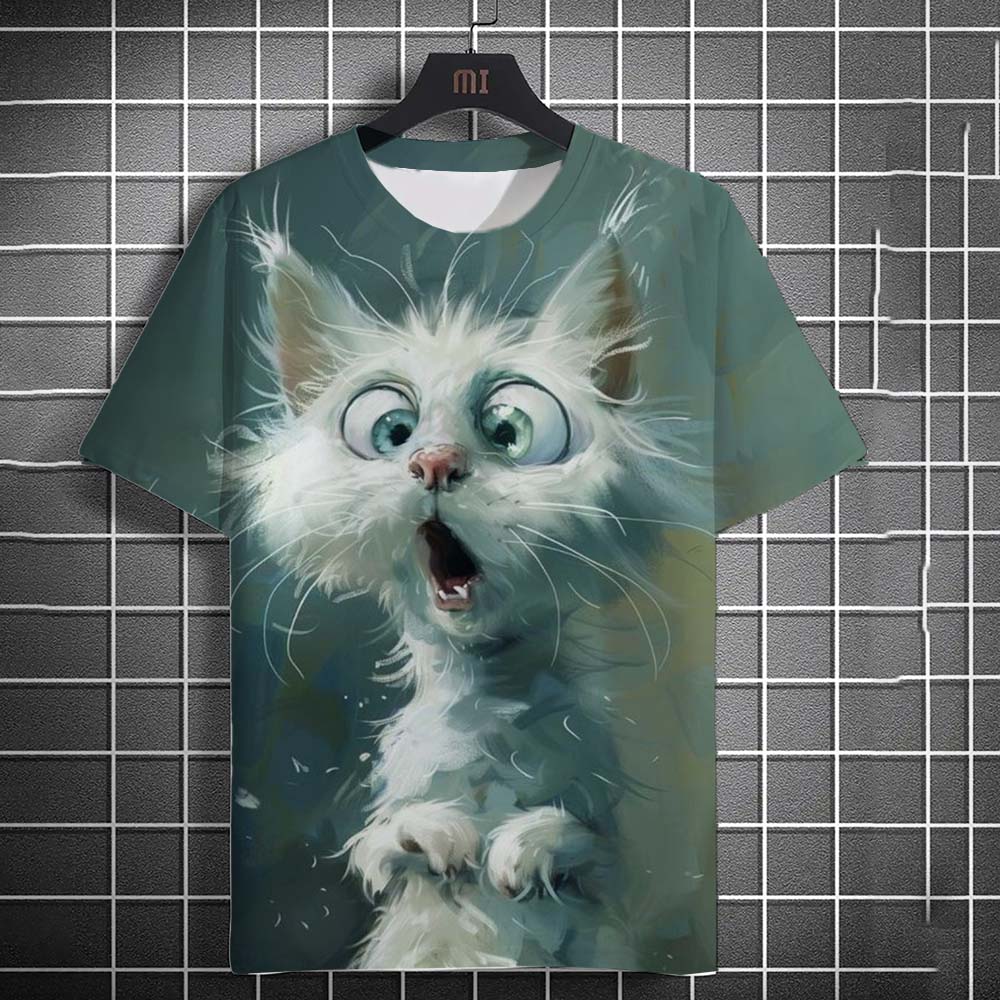 Funny Animal Cat Pattern 3D Print Men's T-Shirts Summer Women Streetwear Fashion Oversized Unisex T Shirt Men Clothing