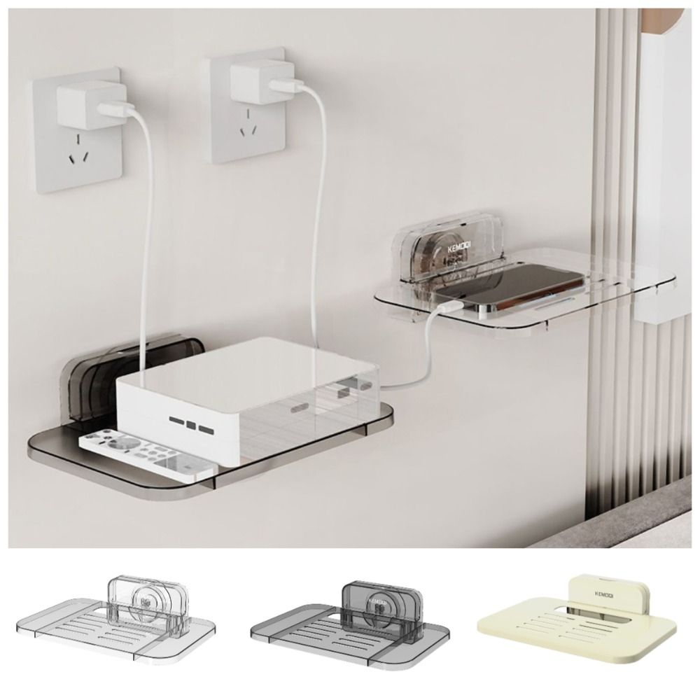 Suction Cup TV Set-top Box Rack Transparent Cable Power Bracket  Living Room Socket