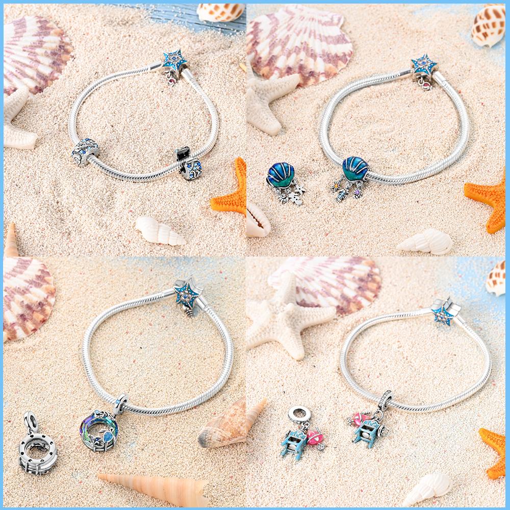 Hapour Fit Pan Original Charms Armband Kupfer Blau Sommer Ozean Stil Charms Perlen DIY Schmuck Geschenk