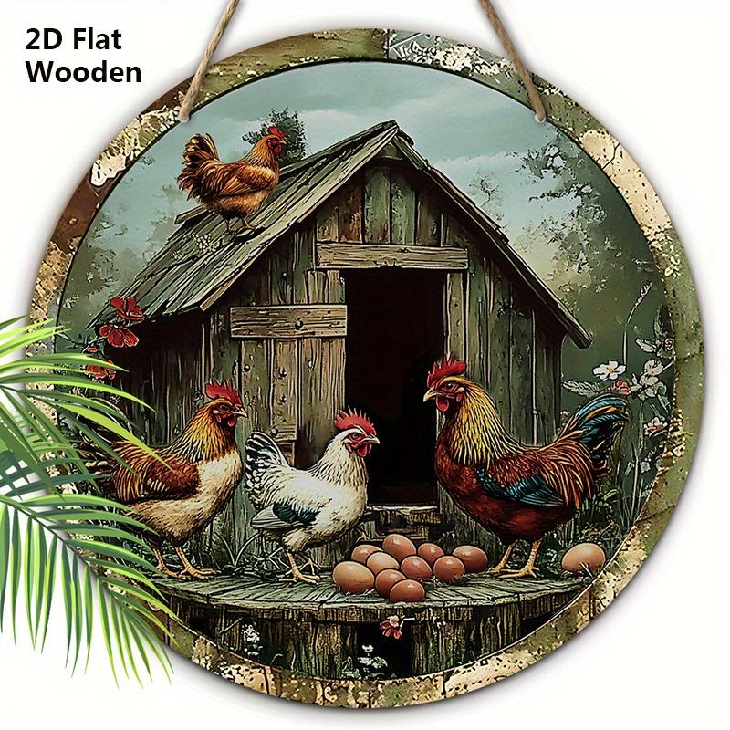

Vintage Henhouse Wooden Sign - Rustic Decorative Plaque for Home, Garage, Cafe Decor - Rustic Animal-themed Ornament KTY серый