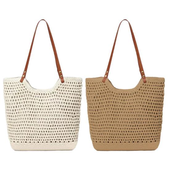 Crochet Shoulder Bag, Large Capacity Tote Bag, Lightweight Knit Handbag, Summer Beach Tote Purse for Women Holiday Commuting Daily Use