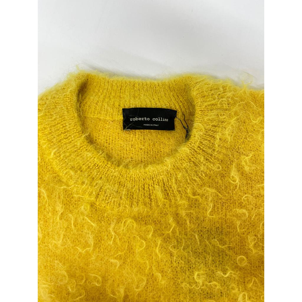 ROBERTO COLLINA RF29001 Yellow Superkit Mohair Shaggy Knit tops 48 yellowUsed