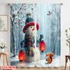 2pcs,2D Plane Printing Print Curtains Christmas Snowman Durable Polyester (without Rod) Versatile All for Living Room, Bedroom,