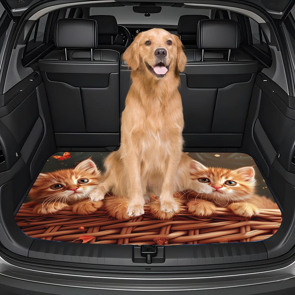 1 Stück Süße Katze Aufdruck Kofferraummatte für Auto Rutschfest Strapazierfähige Ladeflächenmatte für SUVs Limousinen LKW Schützt vor Haustieren Schutzhülle