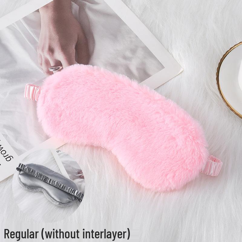 Blackout Rabbit Fur Sleep Mask - Soft, Breathable, Skin-Friendly, Plush Imitation Silk for Autumn/Winter Eye Protection.