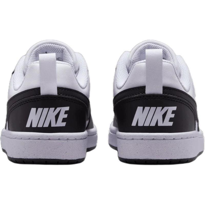 Nike Court Borough Anti Slip Wear Resistant Low Top Kids' Skateboarding Shoes White Black Sneakers DV5456-131